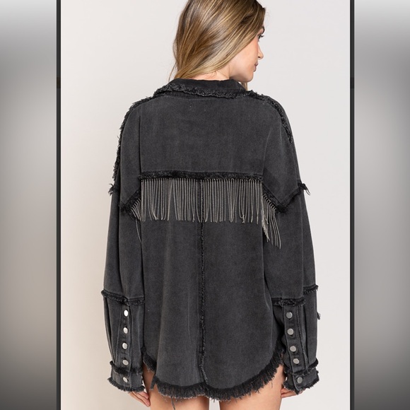 POL Jackets & Blazers - POL Women's Black Fringe Detail Jacket